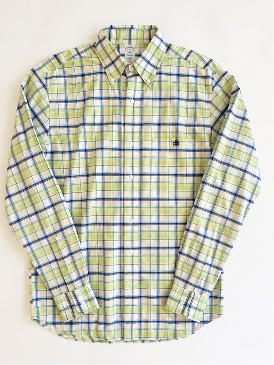Brooks Brothers Other - Brooks Brothers Regent Plaid Button-Down Shirt in Yellow & Navy Size M